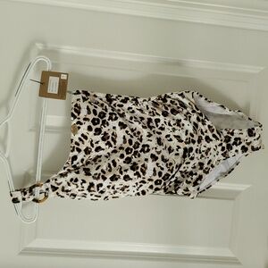 New! Nip Tuck Leopard Print One Shoulder Ruched at Sides One-Piece Swimwear 4